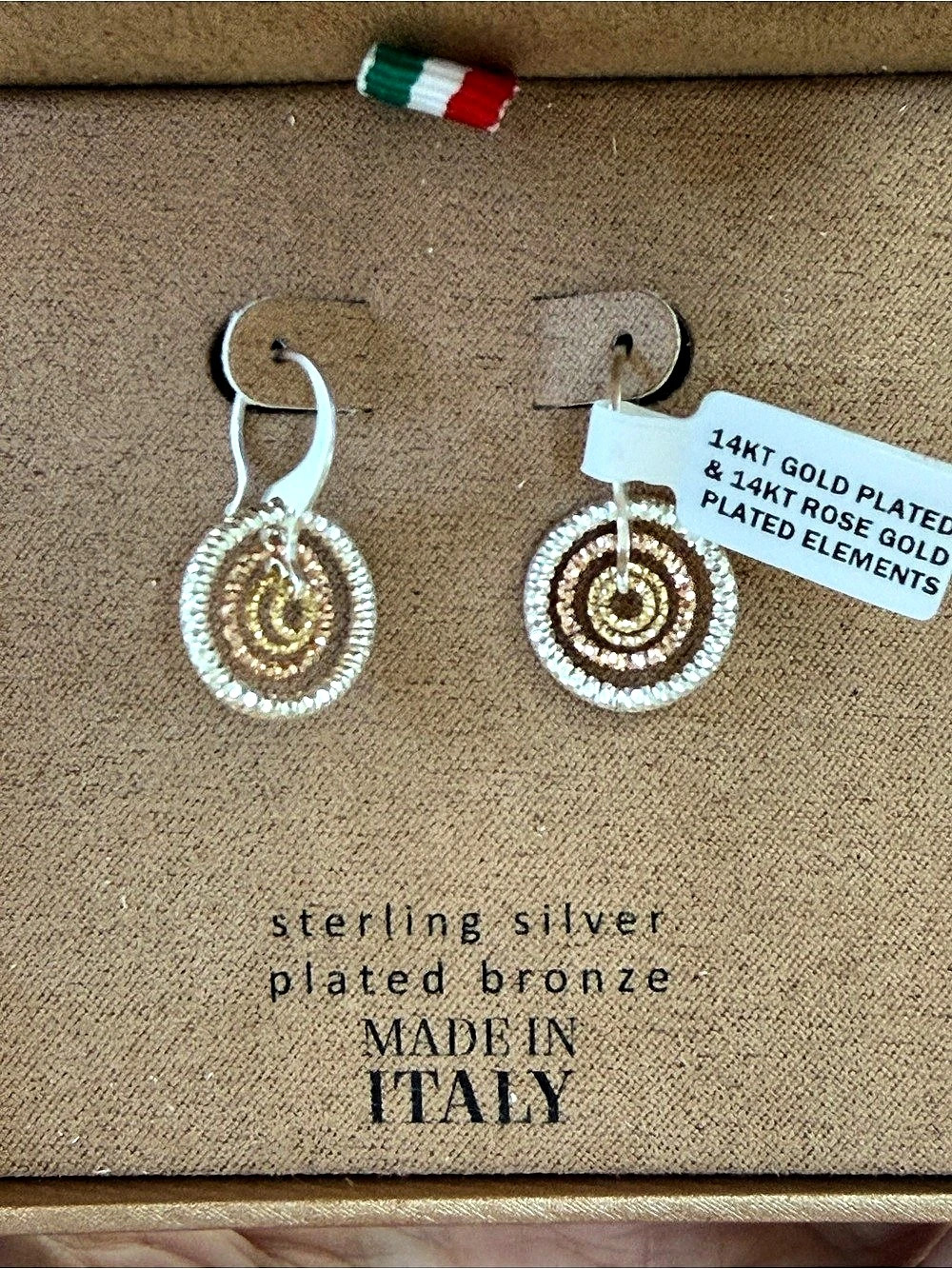 Mia Fiore  Gold & Silver Drop Earrings Made in Italy NWT